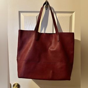 Sole Society Leather Shoulder Tote Bag w/Accessories Bag Inside - Burgundy